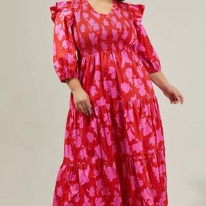 Sugarlips Floral Red and Pink Women's 3X Dress